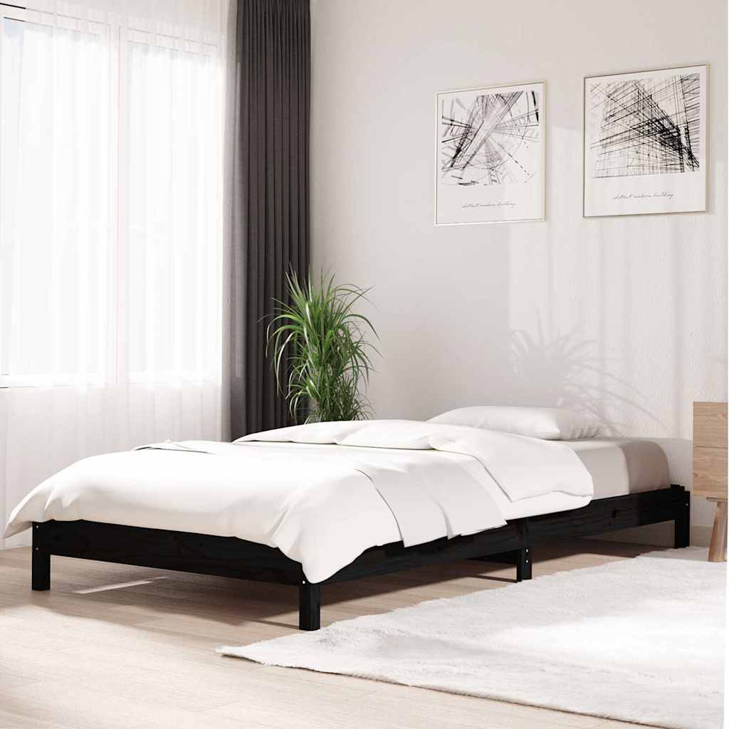 Vidaxl bed stapelbaar 75x190 cm massief grenenhout zwart