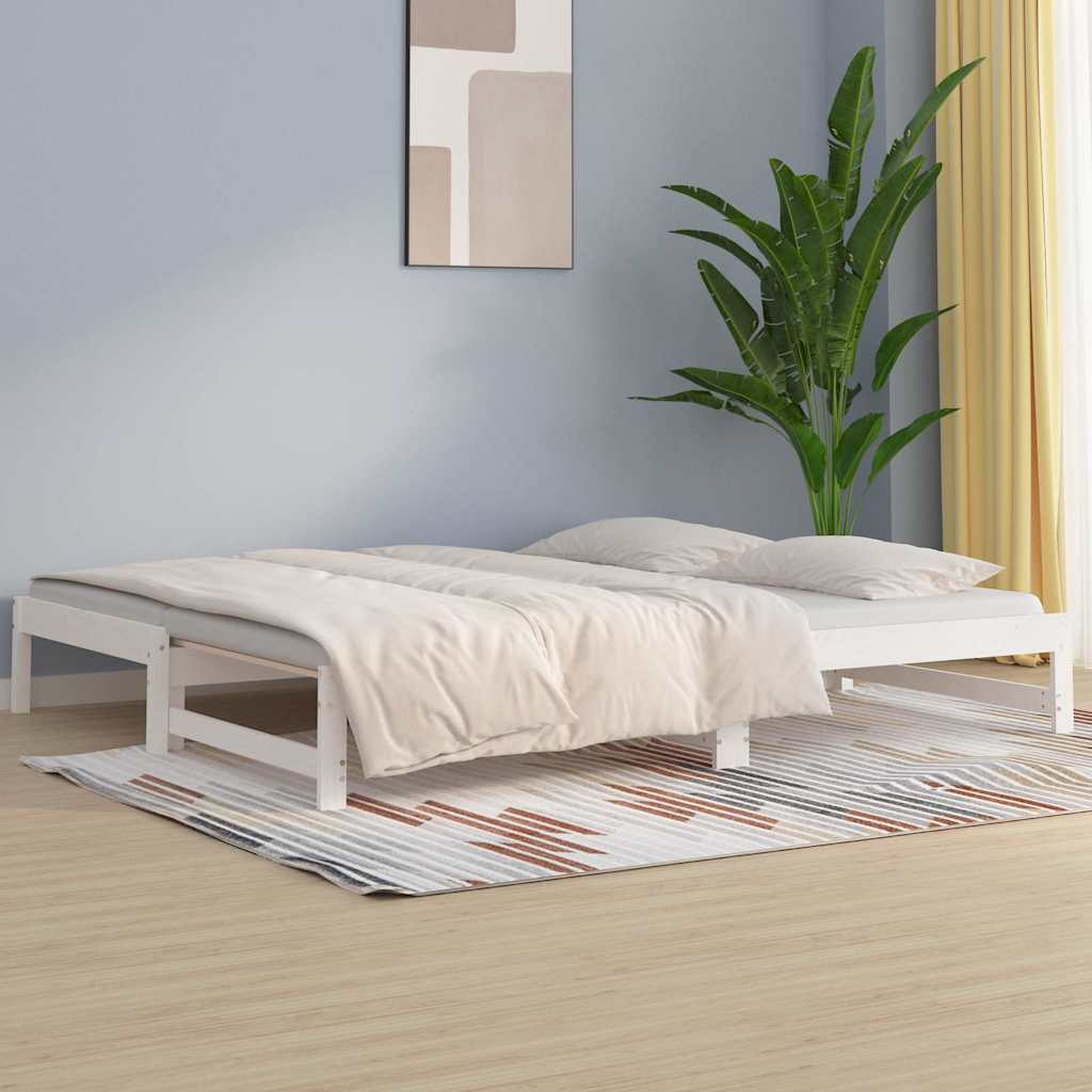 Vidaxl slaapbank uitschuifbaar massief grenenhout wit 2x(90x200) cm