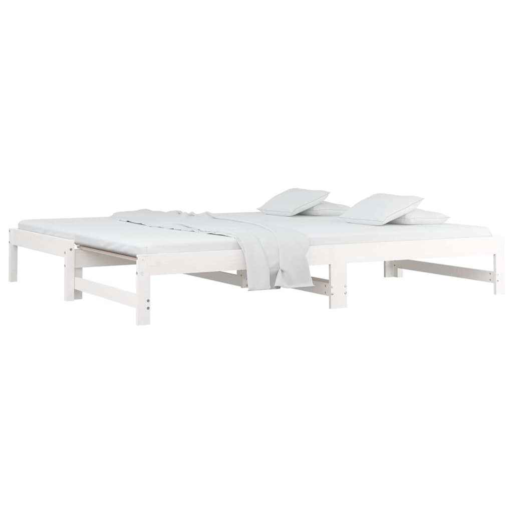Vidaxl slaapbank uitschuifbaar 2x(80x200) cm massief grenenhout wit