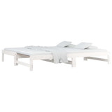 Vidaxl slaapbank uitschuifbaar 2x(80x200) cm massief grenenhout wit
