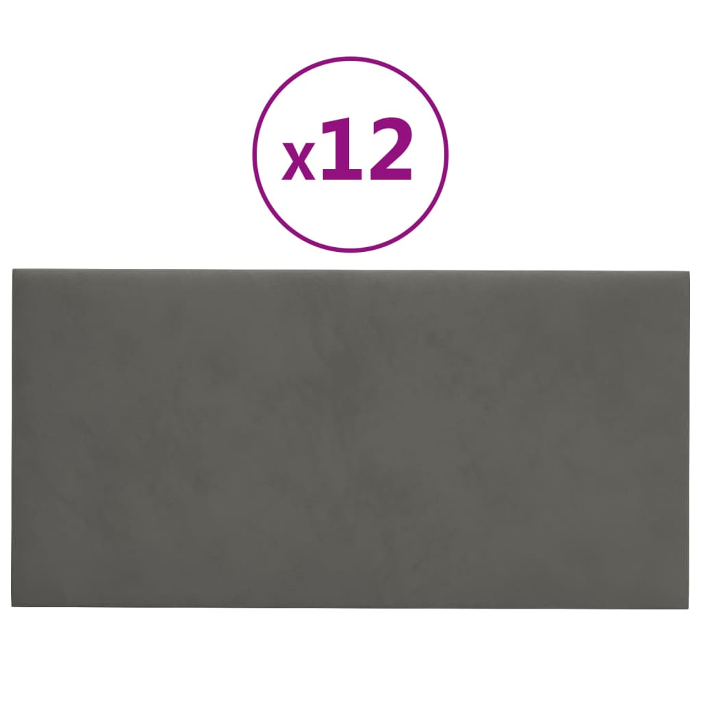 Vidaxl Wandpannels 12 St.16 m² 60x30 cm velvet donkel gro