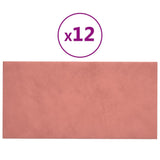 Paneles de pared Vidaxl 12 st 2.16 m² 60x30 cm de terciopelo rosa