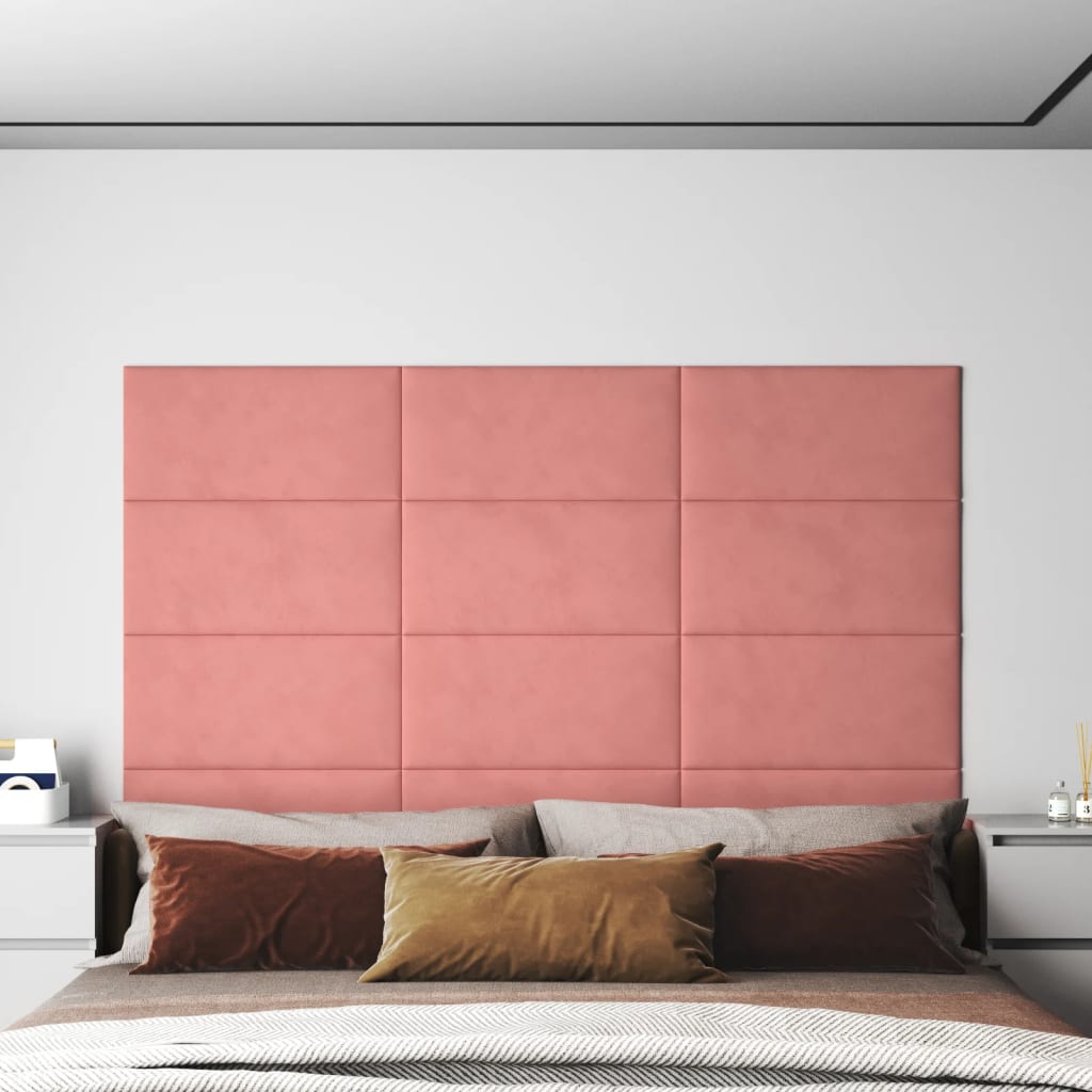 Vidaxl Wall Panels 12 St 2,16 m² 60x30 cm fløyel rosa