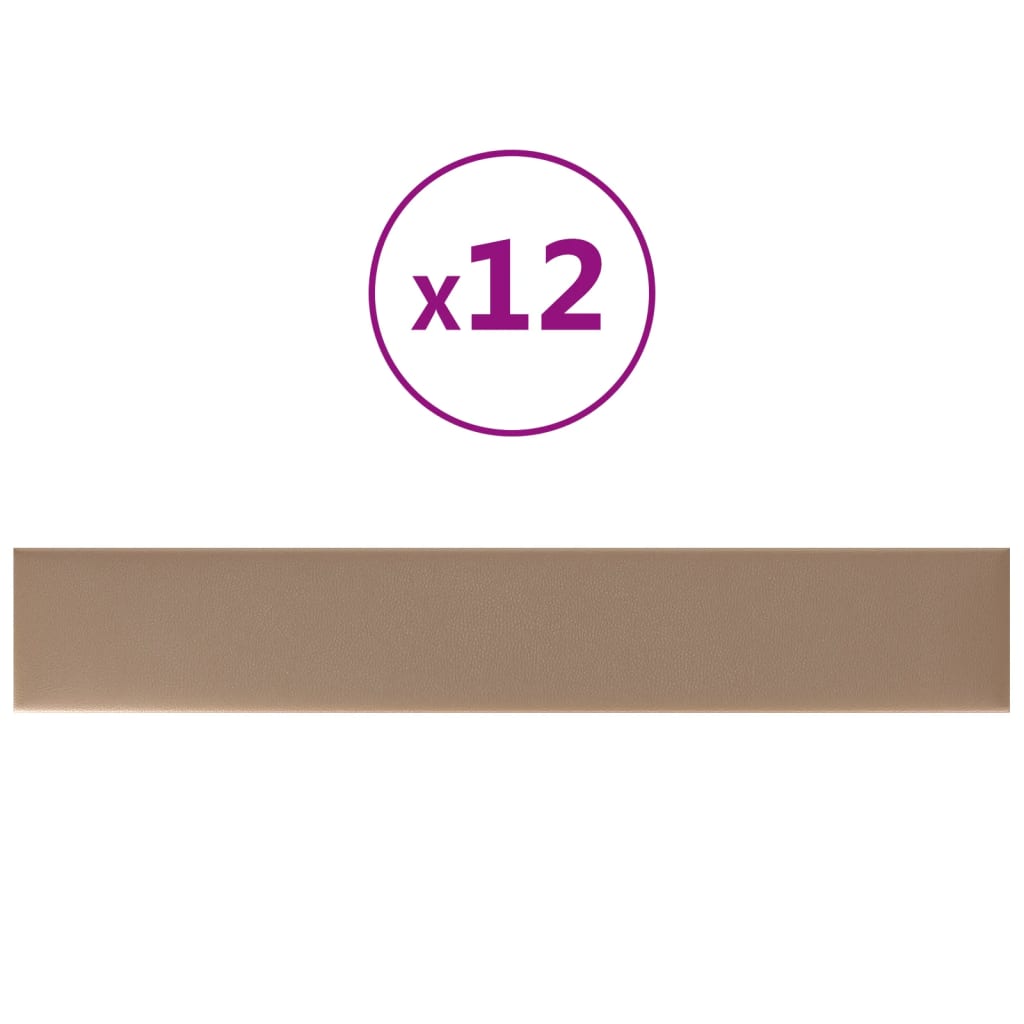 Vidaxl Wall Panels 12 St 1,62 m² 90x15 cm Art Leather Cappuccinocolid