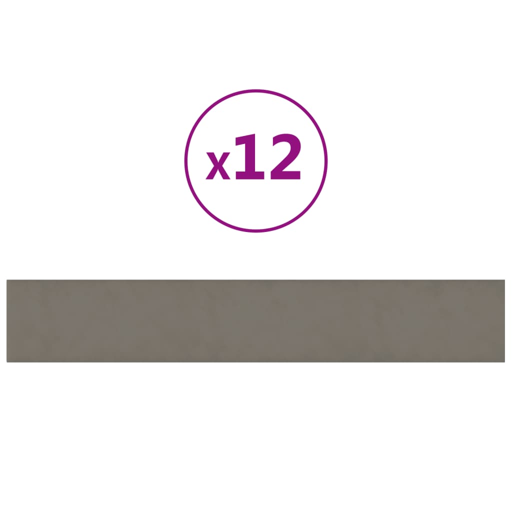 Paneles de pared Vidaxl 12 st 1.62 m² 90x15 cm Velvet gris claro