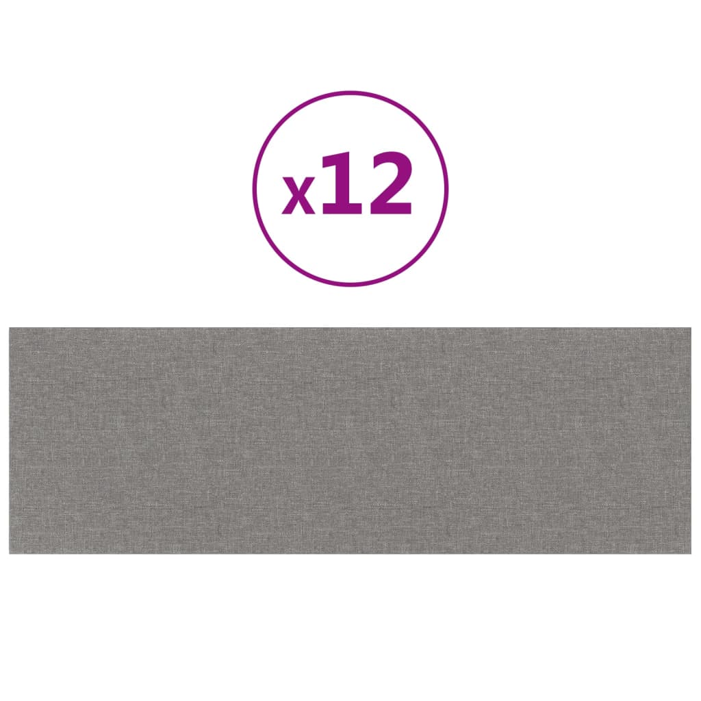 Paneles de pared Vidaxl 12 st 3.24 m² 90x30 cm de tela gris claro