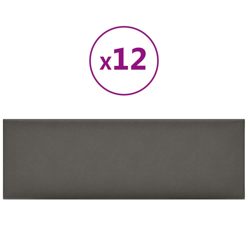 Pannelli a parete Vidaxl 12 ST 3.24 m² 90x30 cm in pelle artificiale grigio