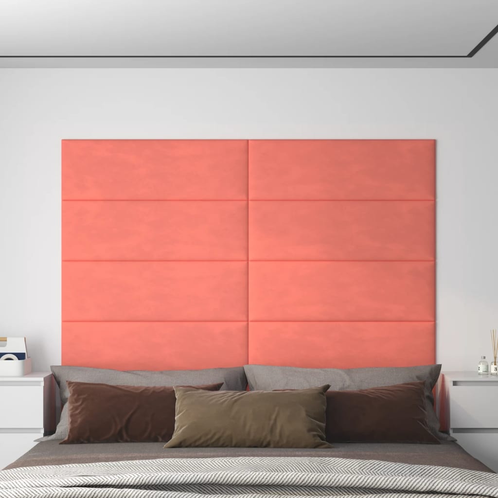 Paneles de pared Vidaxl 12 st 3.24 m² 90x30 cm de terciopelo rosa