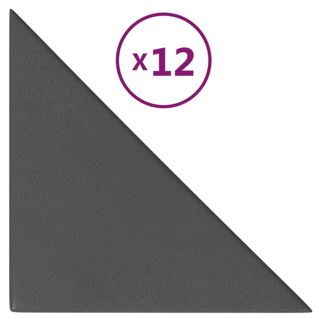 Pannelli a parete Vidaxl 12 pezzi 0,54 m² 30x30 cm in pelle artificiale grigio