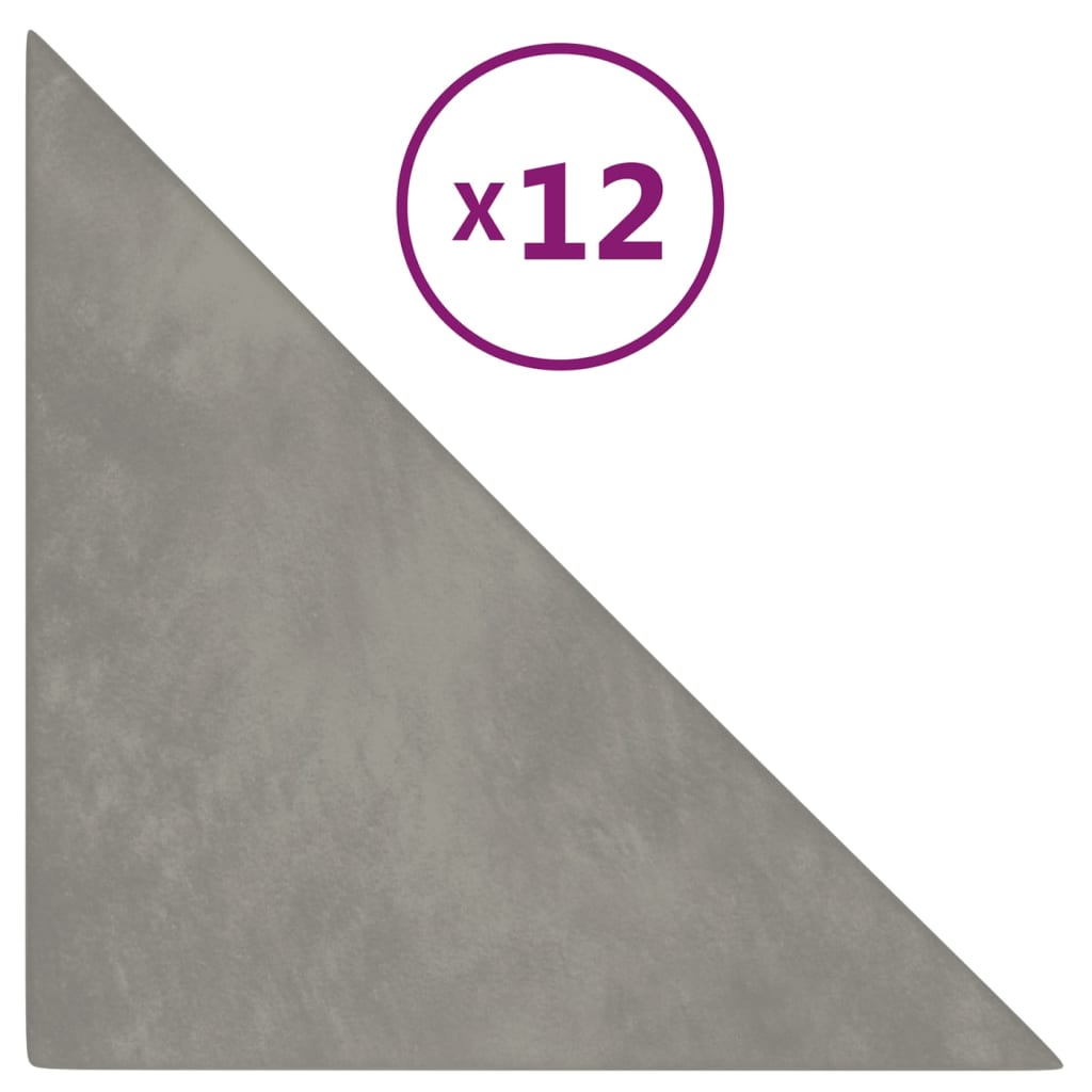 Pannelli a parete Vidaxl 12 pezzi 0,54 m² 30x30 cm Grigio chiaro di velluto