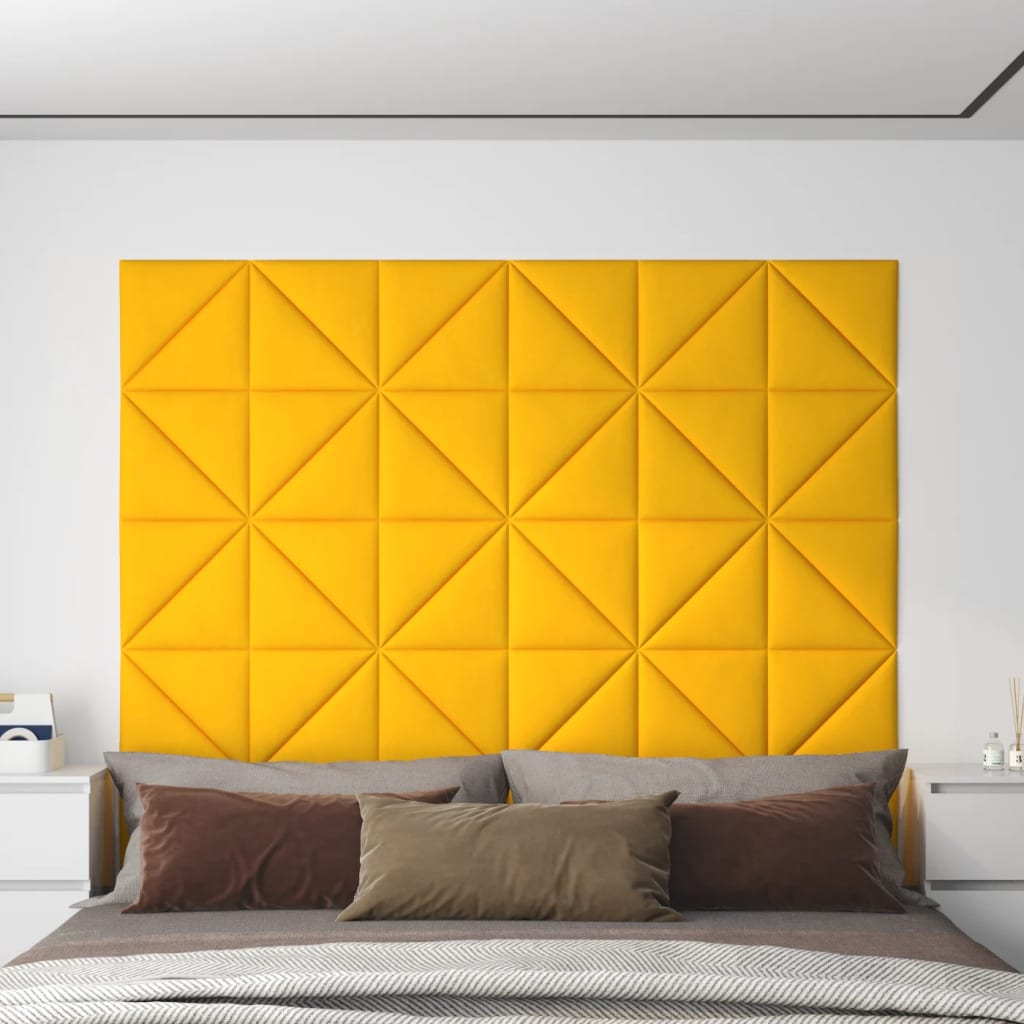 Paneles de pared Vidaxl 12 PCS 0.54 m² 30x30 cm Velvet Amarillo