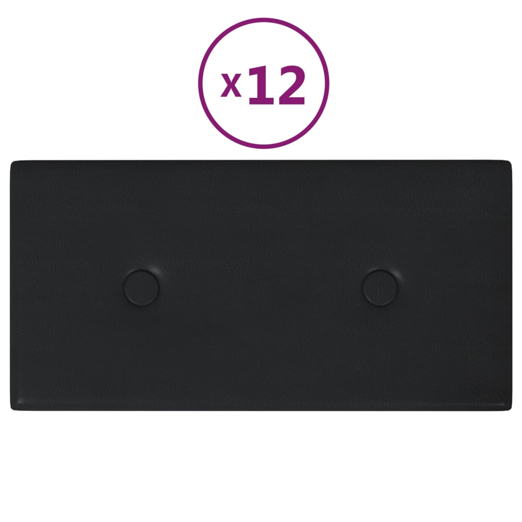 Vidaxl Wandpaneele 12 Stcs 0,54 m² 30 x 15 cm künstliches Leder schwarz