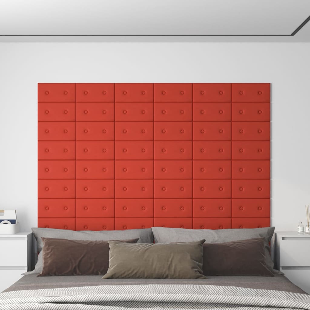 Vidaxl -Wandpaneele 12 Stcs 0,54 m² 30 x 15 cm künstliches Lederrot rot