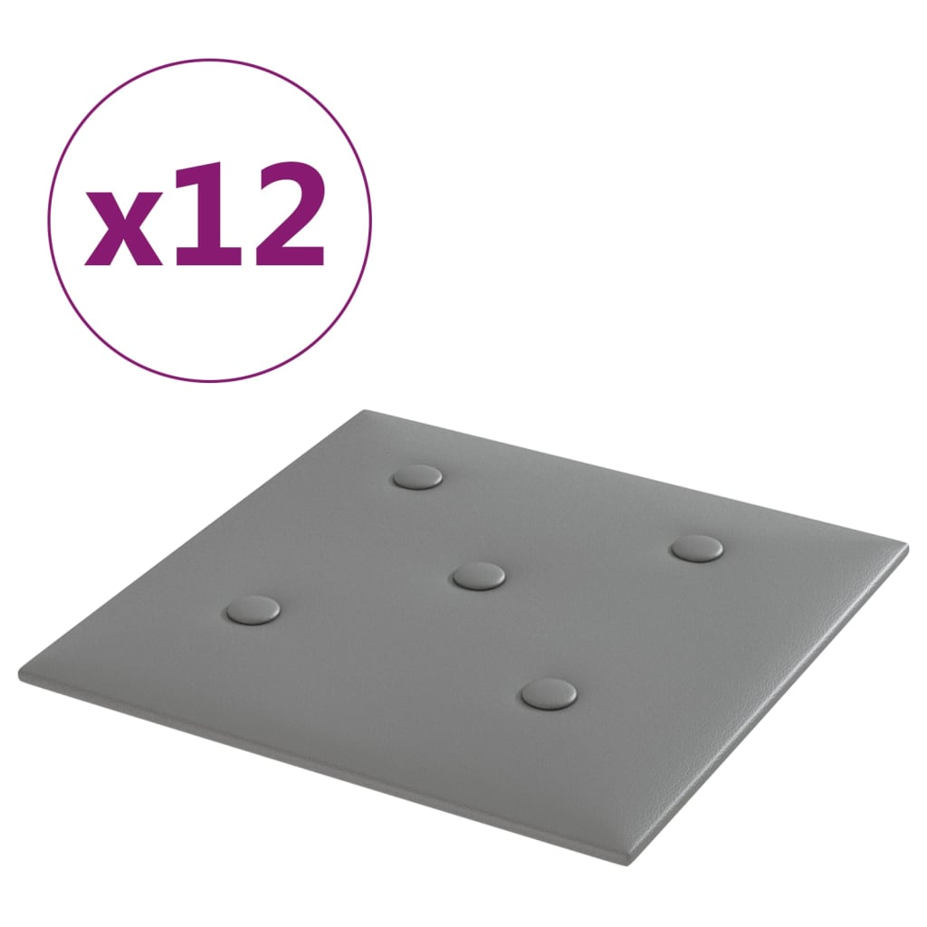 Vidaxl -Wandplatten 12 ST 1,08 m² 30 x 30 cm künstliches Ledergrau grau