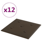 Pannelli a parete Vidaxl 12 ST 1,08 m² 30x30 cm in pelle artificiale marrone