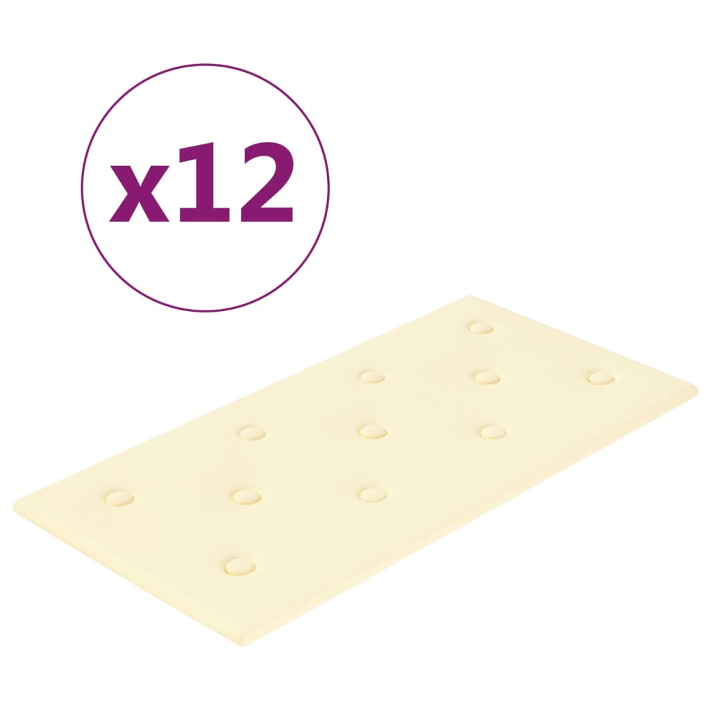 Pannelli a parete Vidaxl 12 ST 2,16 m² 60x30 cm Crema in pelle artificiale -Collorato