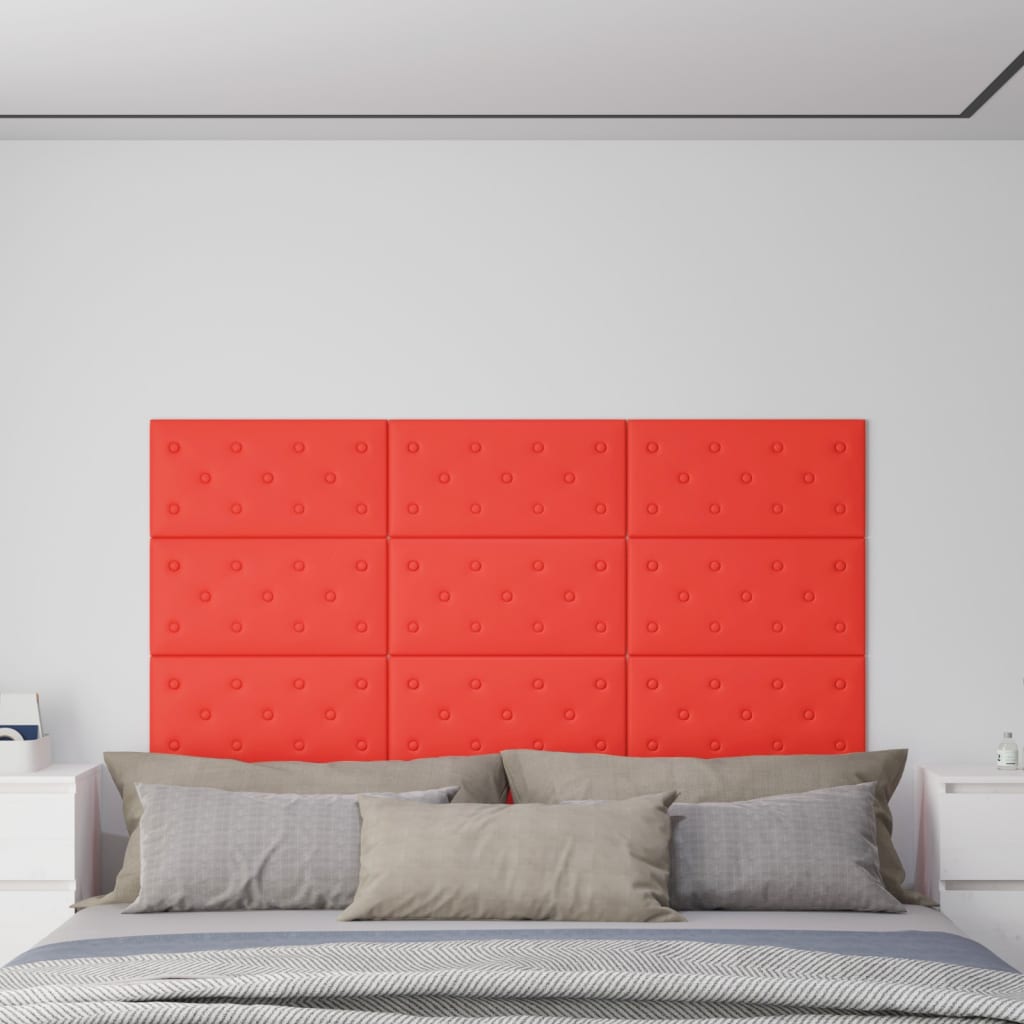 Vidaxl Wall panels 12 st 2.16 m² 60x30 cm artificial leather red