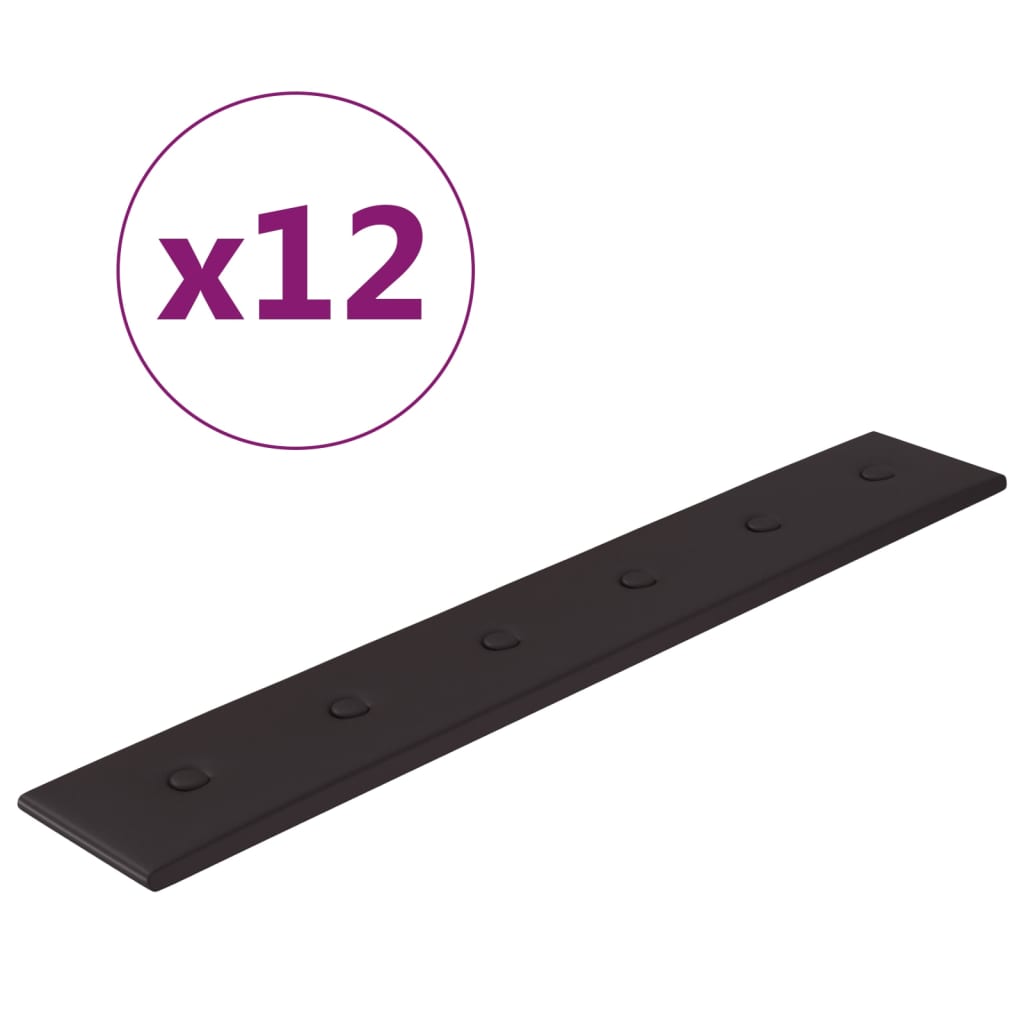 Vidaxl Panele ścienne 12 St 1,62 m² 90x15 cm sztuczna skórzana czarna