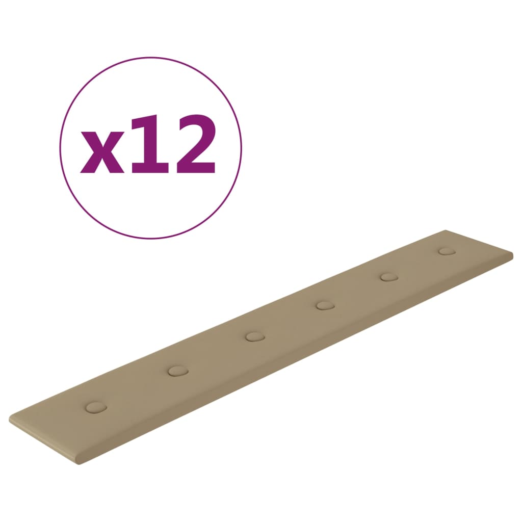 Vidaxl -Wandplatten 12 ST 1,62 m² 90 x 15 cm Kunstleder Cappuccinocolid