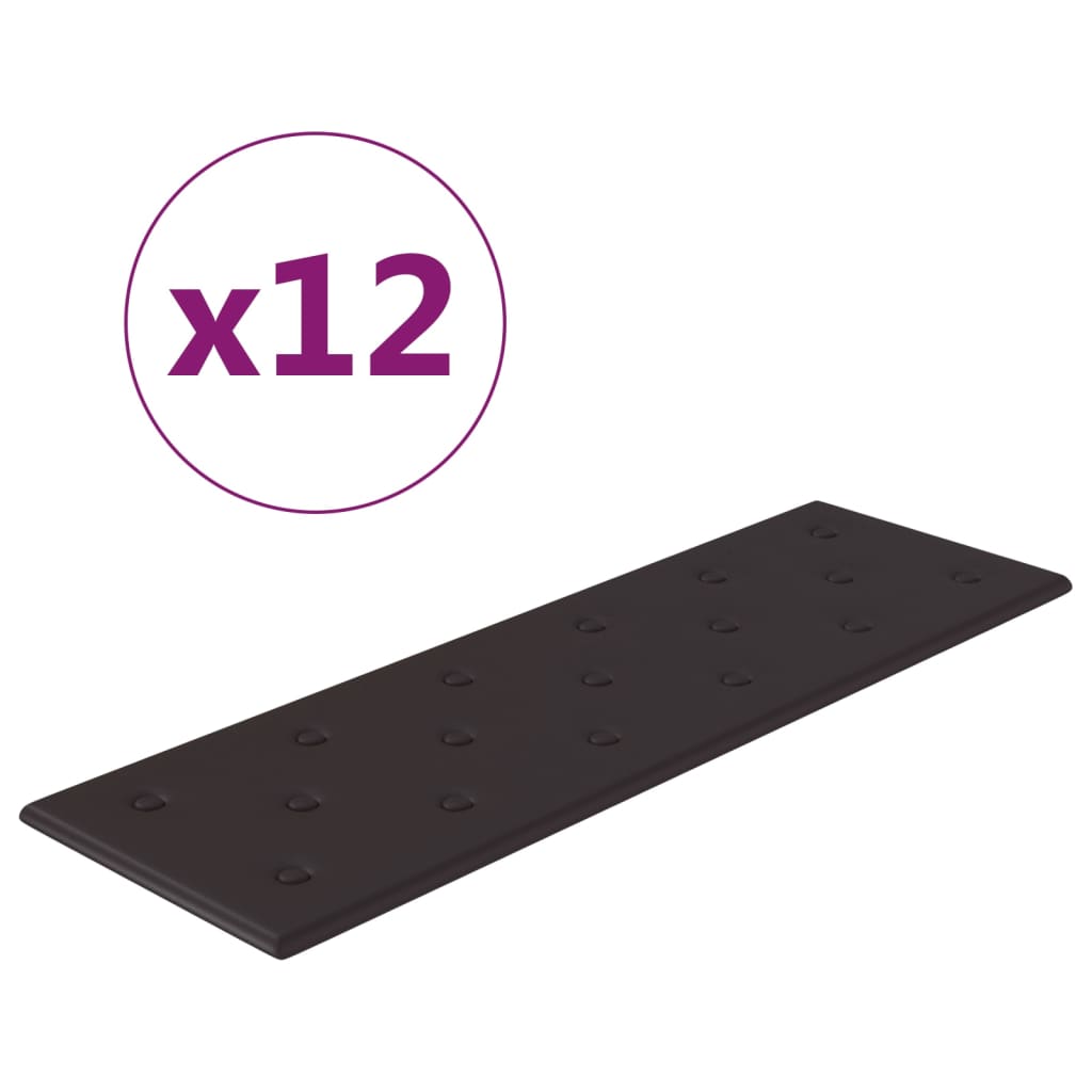 Bidaxl väggpaneler 12 st 3,24 m² 90x30 cm konstgjorda läder svart