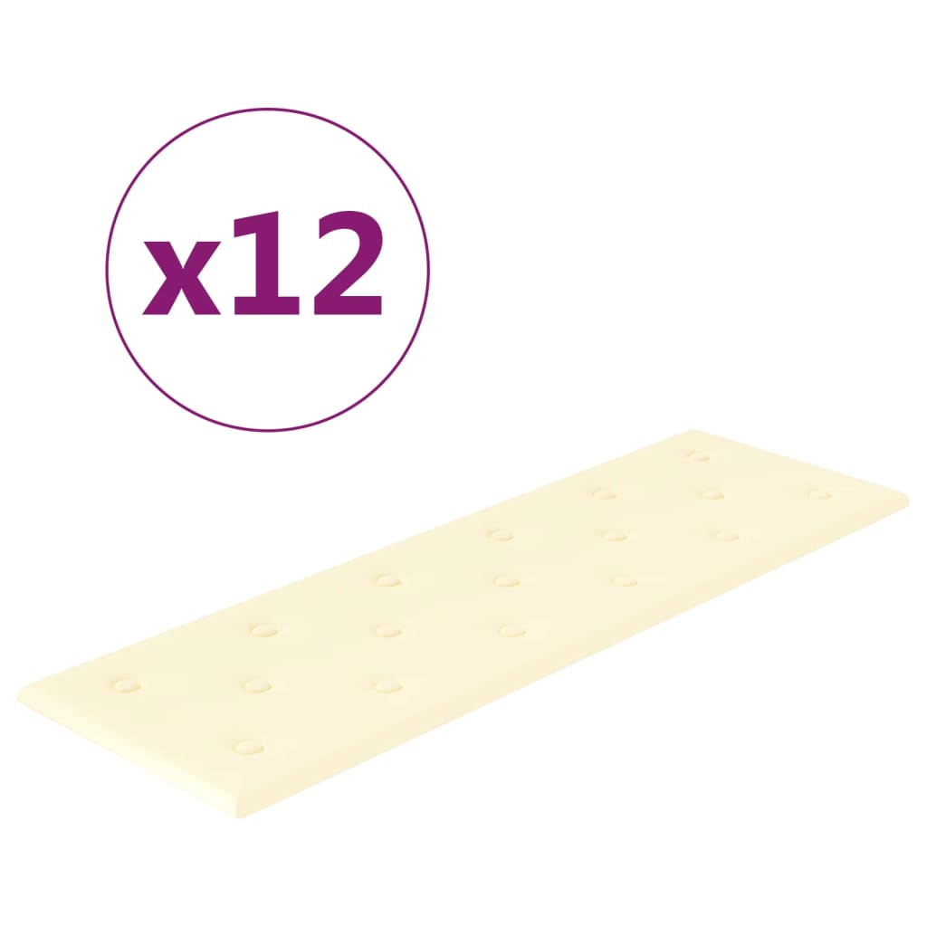 Vidaxl Wandpannelen 12 st 3.24 m² 90x30 cm kënschtlech Liedercreme -Colored