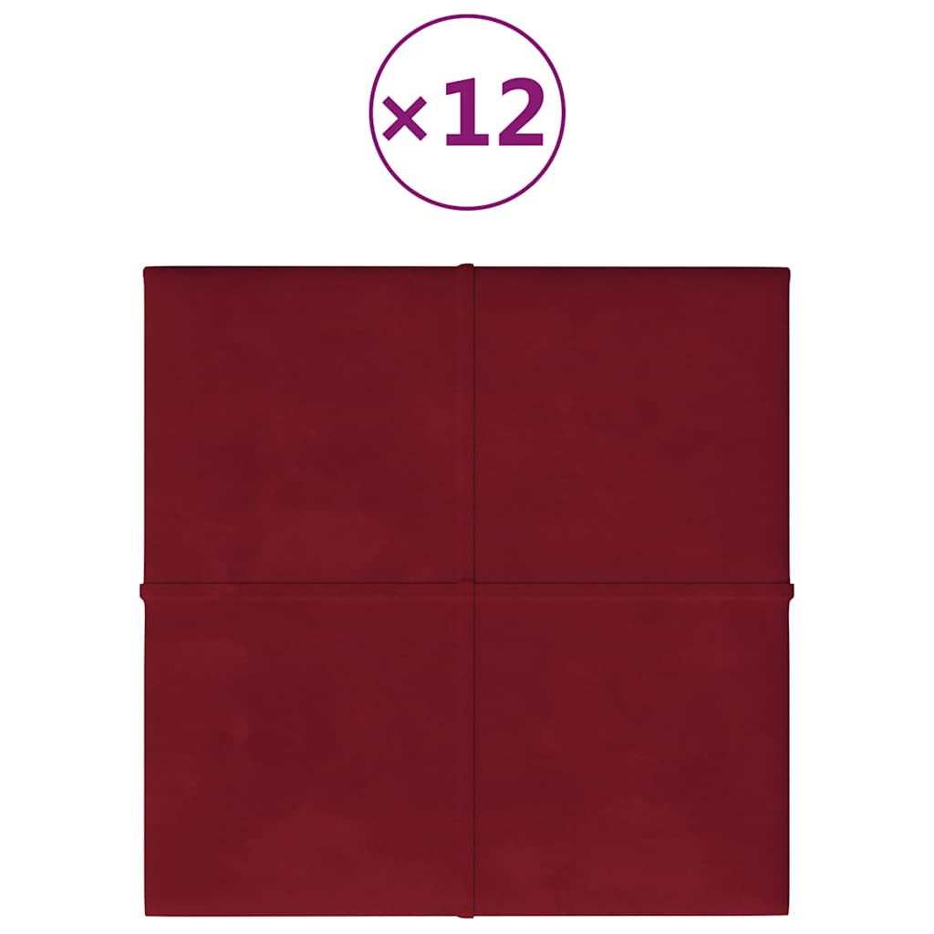 Vidaxl -Wandplatten 12 ST 1,08 m² 30 x 30 cm Samtweinrot