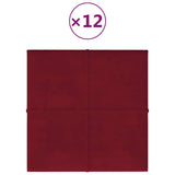 Vidaxl -Wandplatten 12 ST 1,08 m² 30 x 30 cm Samtweinrot