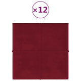 Paneles de pared Vidaxl 12 ST 1.08 m² 30x30 cm Velvet Wine Red