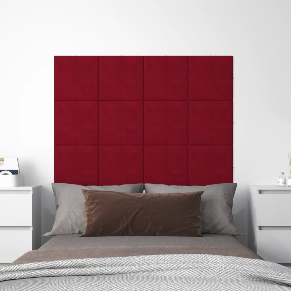 Paneles de pared Vidaxl 12 ST 1.08 m² 30x30 cm Velvet Wine Red