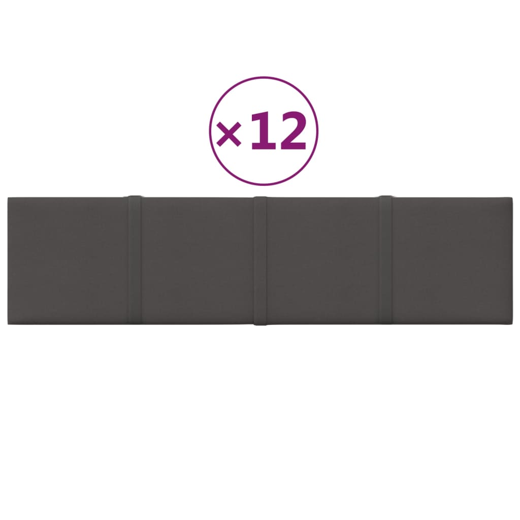 Paneles de pared Vidaxl 12 st 1.08 m² 60x15 cm de tela oscura gris