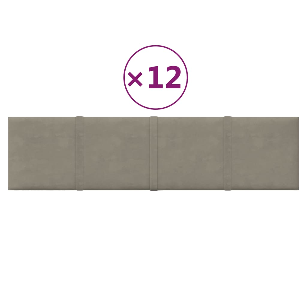 Pannelli a parete Vidaxl 12 ST 1,08 m² 60x15 cm Grigio chiaro di velluto