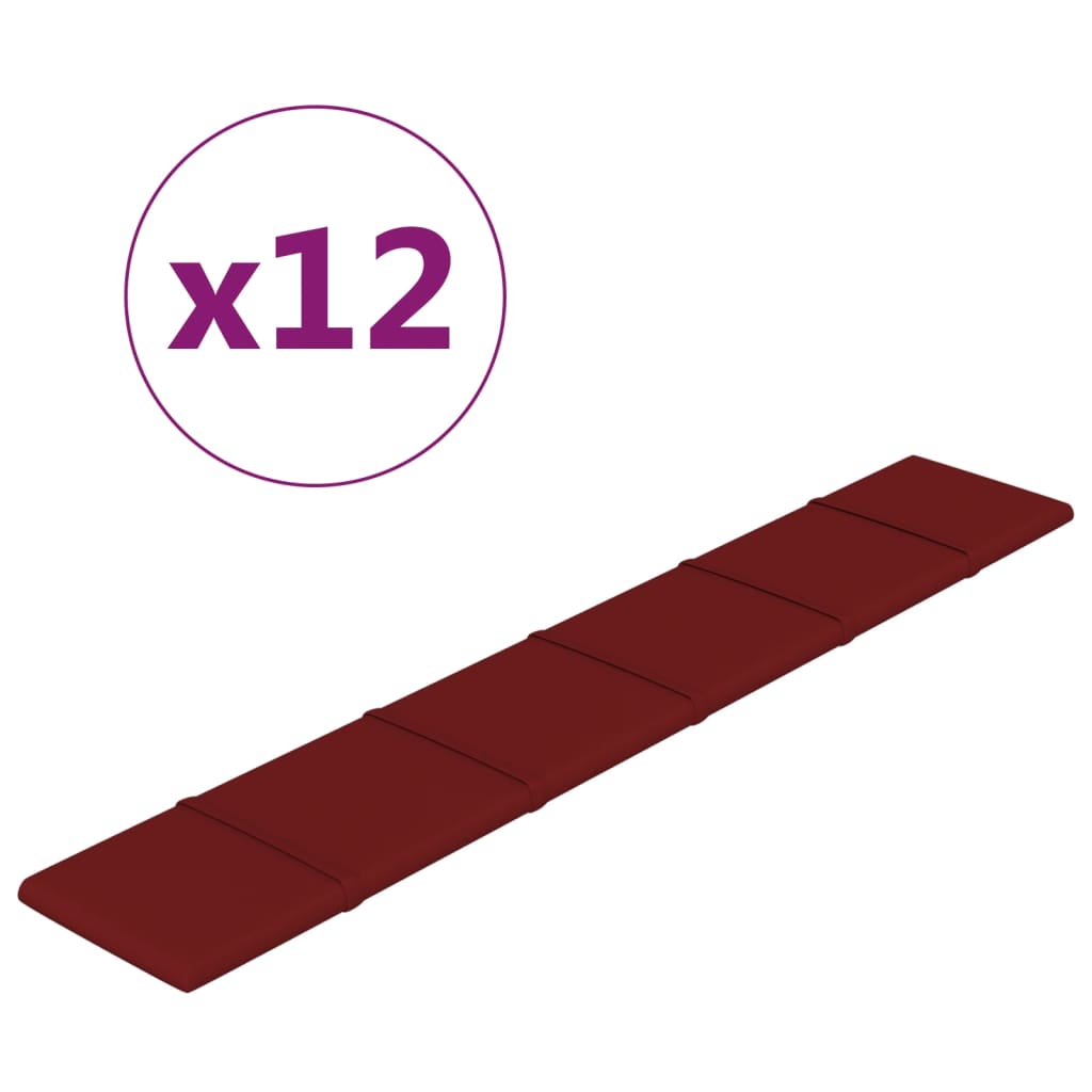 Pannelli a parete Vidaxl 12 ST 1,62 m² 90x15 cm Vino in tessuto rosso