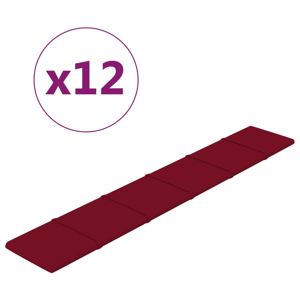 Vidaxl Wall panels 12 st 1.62 m² 90x15 cm velvet wine red