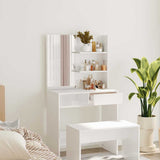 Vidaxl kaptafel met spiegel 74,5x40x141 cm hoogglans wit