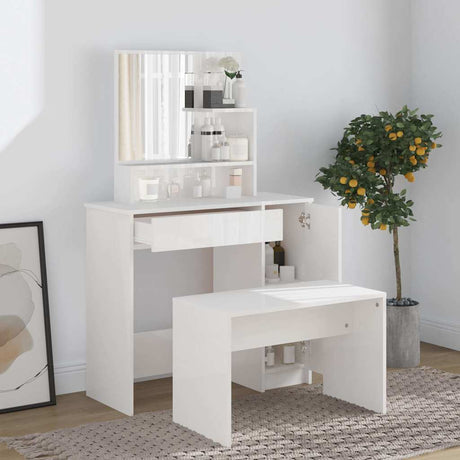 Vidaxl kaptafel met spiegel 86,5x35x136 cm hoogglans wit