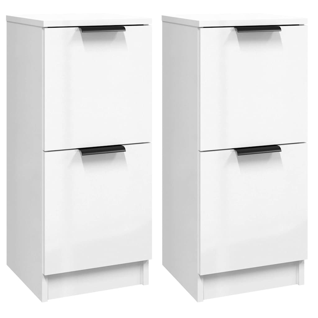 Vidaxl dressoirs 2 st 30x30x70 cm bewerkt hout hoogglans wit