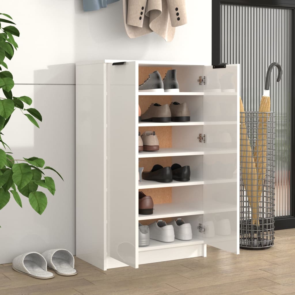 VidaXL shoe cabinet 59x35x100 cm processed wood high gloss white