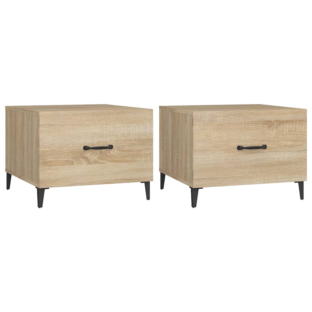 Vidaxl salontafel 2 st met metalen poten 50x50x40 cm sonoma eikenkleur
