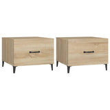 Vidaxl salontafel 2 st met metalen poten 50x50x40 cm sonoma eikenkleur