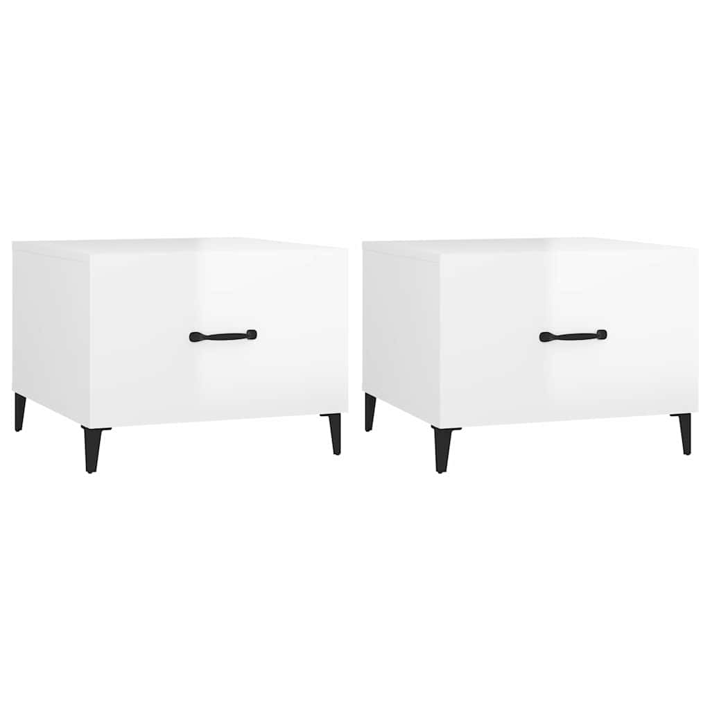 Vidaxl salontafels 2 st met metalen poten 50x50x40 cm hoogglans wit
