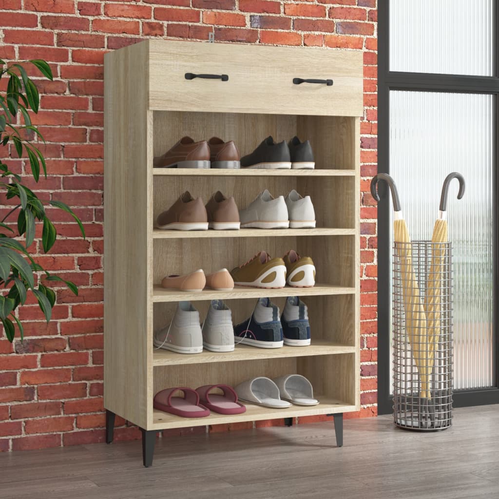 VIDAXL -Schuhschrank 60x35x105 cm Propertiertes Holz Sonoma Eiche gefärbt