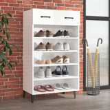 Vidaxl Schuhschrank 60x35x105 cm verarbeitetes Holz Hochglanz weiß