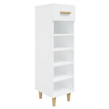 Vidaxl Schuhschrank 30x35x105 cm verarbeitetes Holz Hochglanz weiß