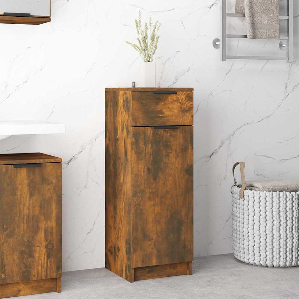 Vidaxl badkamerkast 32x34x90 cm bewerkt hout gerookt eikenkleurig