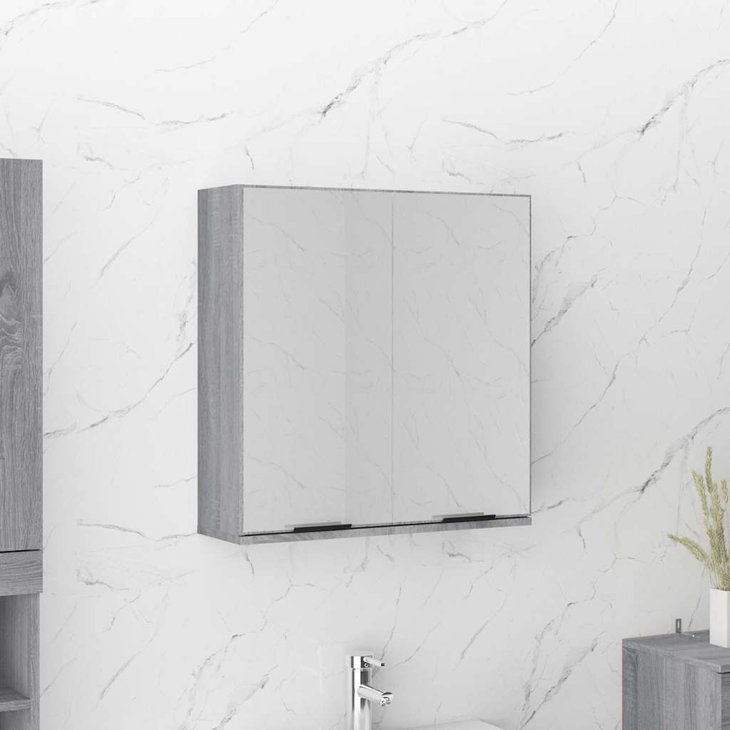 Vidaxl badkamerkast met spiegel 64x20x67 cm grijs sonoma eikenkleurig