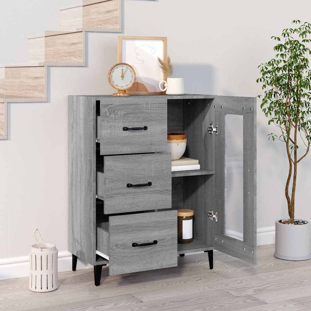 Vidaxl dressoir 69,5x34x90 cm bewerkt hout grijs sonoma eikenkleurig