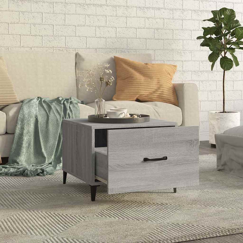 Vidaxl salontafel met metalen poten 50x50x40 cm grijs sonoma eiken