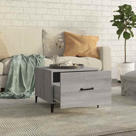 Vidaxl salontafel met metalen poten 50x50x40 cm grijs sonoma eiken