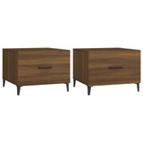 Vidaxl salontafels 2 st met metalen poten 50x50x40 cm bruin eikenkleur