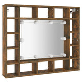 Vidaxl spiegelkast met led-verlichting 91x15x76,5 cm gerookt eiken